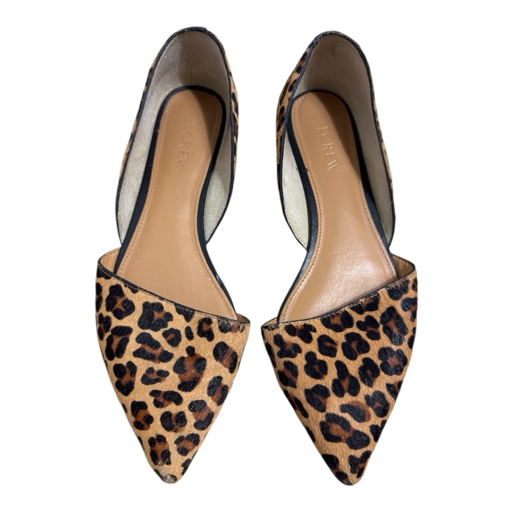 J. Crew Leopard Print Pointed Toe D'Orsay Flats